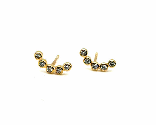 14Kt Yellow Gold Bezel Set Diamond Climber Earrings