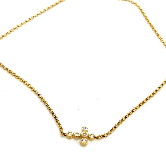 14Kt Yellow Gold Diamond Cross Adjustable Bracelet