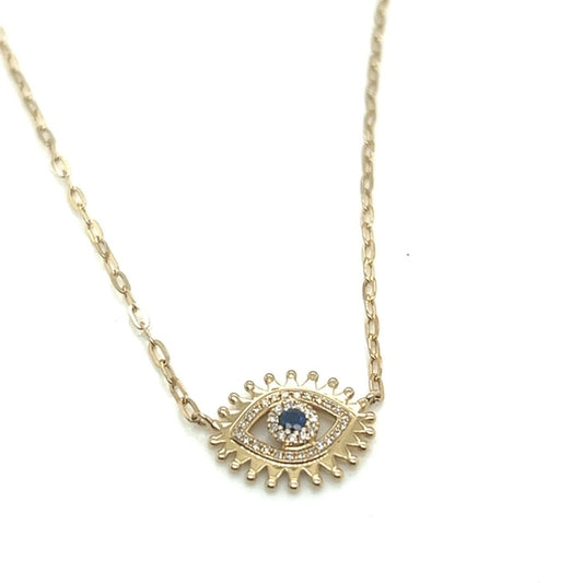 Bassali Sapphire and Diamond Evil Eye Necklace