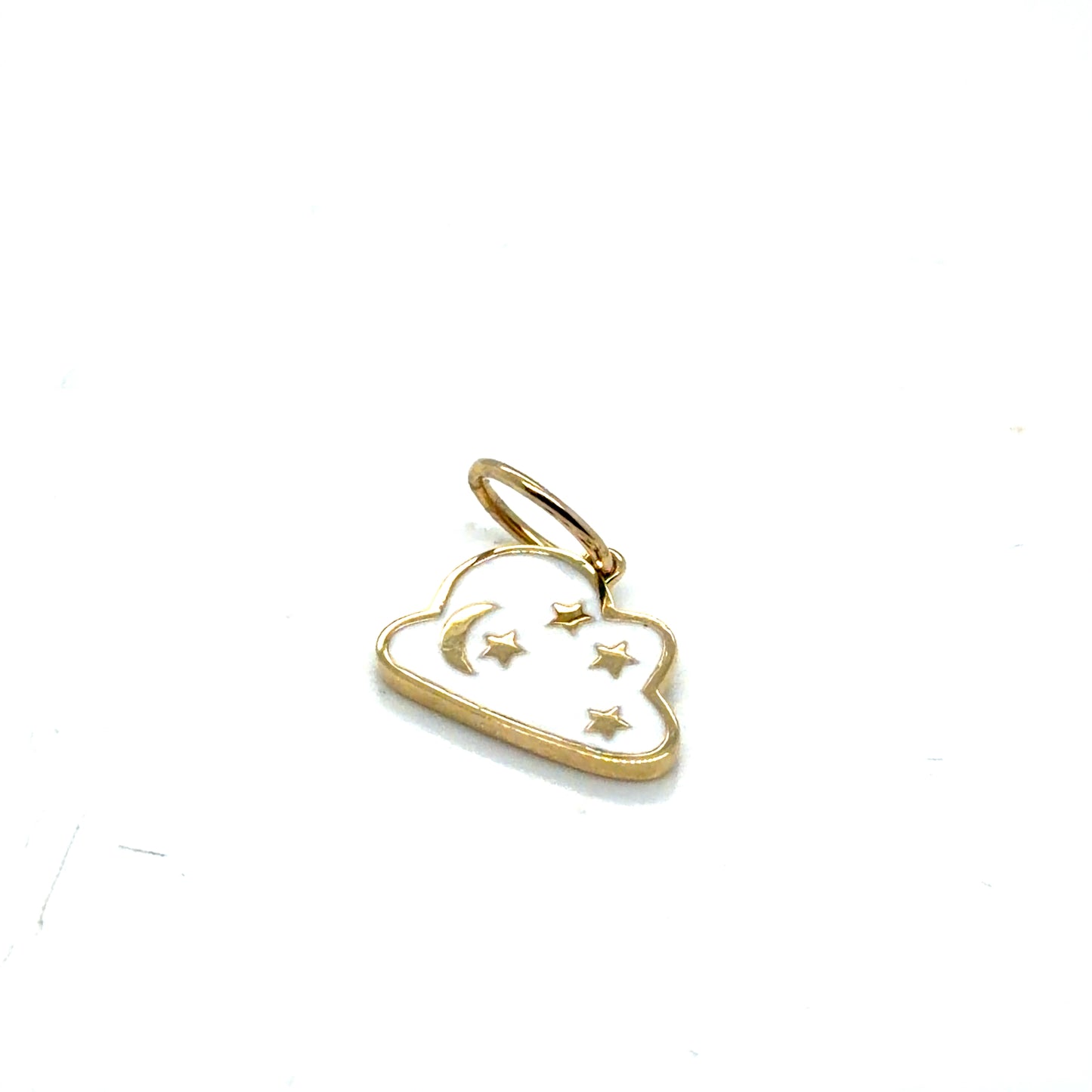 14Kt Yellow Gold and White Enamel Cloud Charm/Pendant