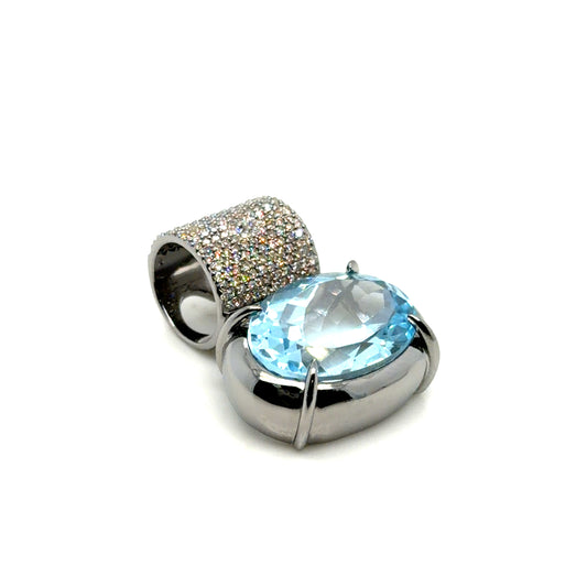 Sterling Silver Sky Topaz and Diamond Pendant
