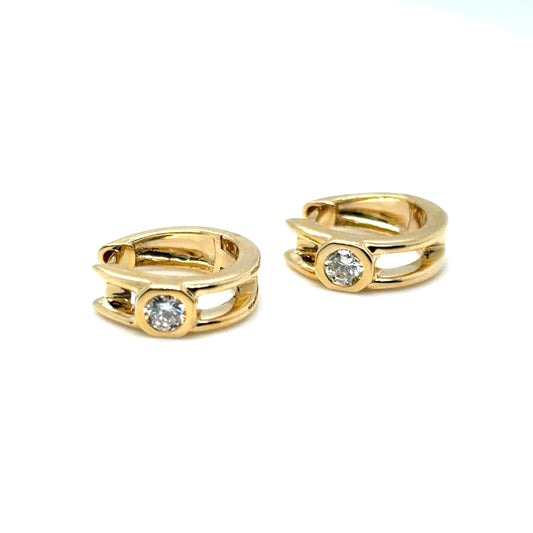 14Kt Yellow Gold Diamond Huggies
