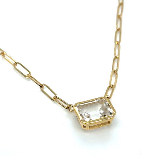 14Kt Yellow Gold Sky Blue Topaz Necklace