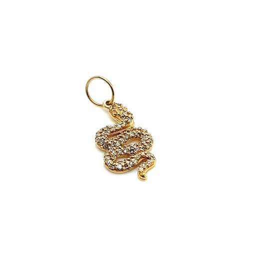 Yellow Gold Diamond Snake Charm/Pendant