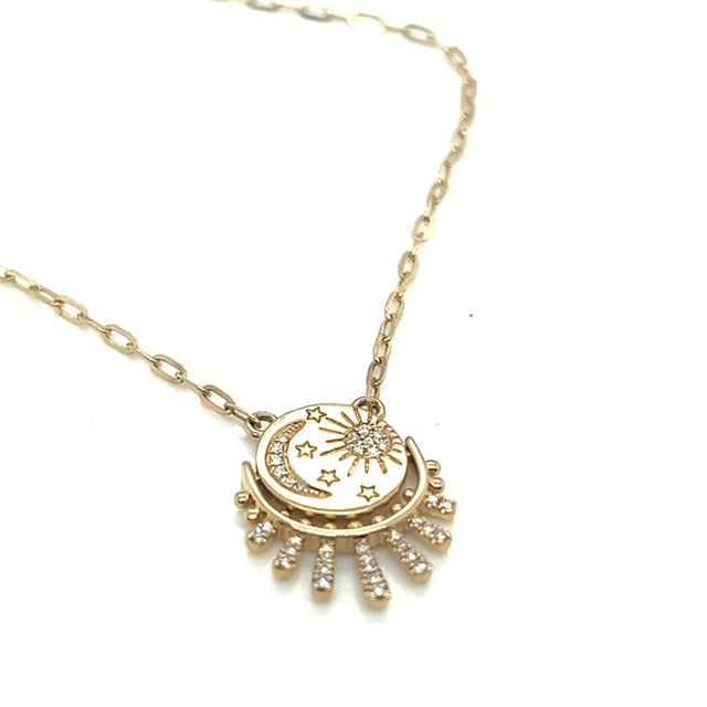 Bassali Diamond Star and Moon Necklace